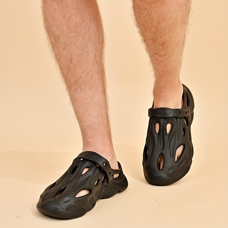 mens fashion plain color clogs anti skid closed toe slides slippers quick drying foam runners for indoor outdoor shower beach pool details 3