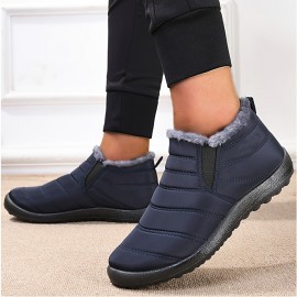 Men's Casual Snow Boots, Anti-skid Windproof Slip On Ankle Boots With Lined Fuzz For Outdoor, Autumn And Winter