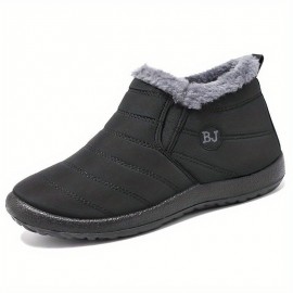 Men's Snow Boots, Winter Thermal Shoes, Windproof Hiking Boots With Fuzzy Lining