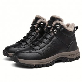 Men's Snow Boots Winter Outdoor Hiking Shoes Non-Slip Wear-resistant Shoes With Fuzzy Lining