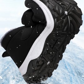 Men's Casual Snow Boots, Anti-skid Windproof Hook-and-loop Fastener Ankle Boots With Lined Fuzz For Outdoor, Autumn And Winter