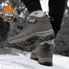Men's Casual Snow Boots, Anti-skid Windproof Lace-up Ankle Boots With Fuzzy Lining For Outdoor Walking Running Hiking, Autumn And Winter