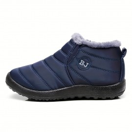 Men's Casual Snow Boots, Anti-skid Windproof Slip On Ankle Boots With Fuzzy Lining For Outdoor, Autumn And Winter