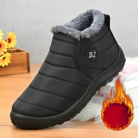 Men's Casual Snow Boots, Anti-skid Windproof Slip On Ankle Boots With Fuzzy Lining For Outdoor, Autumn And Winter