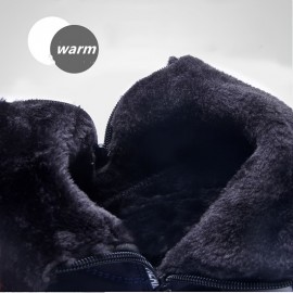 Men's Solid Snow Boots With Side Zipper, Warm Fleece Cozy Non-slip Ankle Boots Plush Comfy Outdoor Hiking Shoes Lined Trekking Shoes, Winter