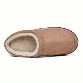 Plus Size Men's Warm Cozy Slides, Comfortable Fuzzy Soft Slippers, Plush Comfy Non-slip Home Shoes For Indoor Outdoor Bedroom, Winter