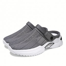 Men's Breathable Lace Free Slip On Knitted Clog, Casual Non Slip Sandals With Assorted Colors, Outdoor Walking Shoes For Summer