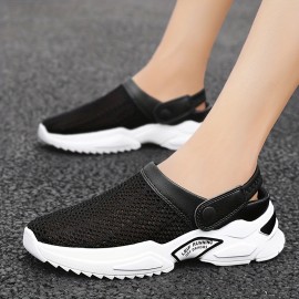Men's Breathable Lace Free Slip On Knitted Clog, Casual Non Slip Sandals With Assorted Colors, Outdoor Walking Shoes For Summer