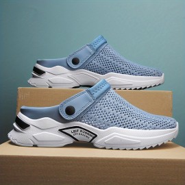 Men's Breathable Lace Free Slip On Knitted Clog, Casual Non Slip Sandals With Assorted Colors, Outdoor Walking Shoes For Summer