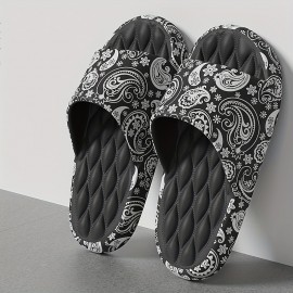 Men's Graphic Slides, Casual Non Slip Slippers, Open Toe EVA Shoes For Indoor Outdoor Beach Shower, Spring And Summer, With Plus Sizes Available