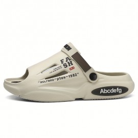 Men's Stylish Letters Print Outdoor Slip On Clog Sandals With Assorted Colors, Casual Outdoor Walking Shoes