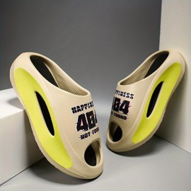 Men's Trendy Platform Slides, Comfortable Non Slip Cloud Slippers For Indoor Outdoor Bathroom Beach