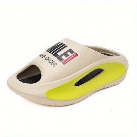 Men's Trendy Platform Slides, Comfortable Non Slip Cloud Slippers For Indoor Outdoor Bathroom Beach