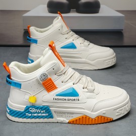 Men's Trendy High Top Skate Shoes, Comfy Non Slip Casual Lace Up Sneakers For Men's Outdoor Activities