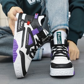 Men's Trendy High Top Skate Shoes, Comfy Non Slip Casual Lace Up Sneakers For Men's Outdoor Activities