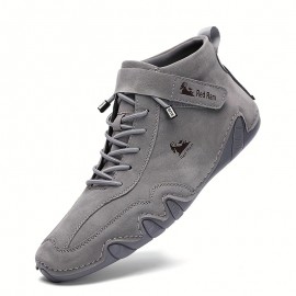 Men's PLUS SIZE Casual Ankle Boots, Breathable Slip-resistant Lace-up Walking Shoes For Outdoor, Spring Autumn And Winter