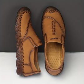 Men's Trendy Stitched No Tie Slip On Lace Free Loafers With Assorted Colors, Outdoor Casual Walking Shoes For Summer