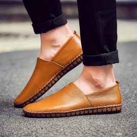 Men's Loafer Shoes, Superfine Fiber Leather Comfy Non-slip Slip On Shoes, Men's Shoes, Spring And Summer