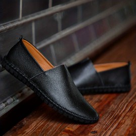 Men's Loafer Shoes, Superfine Fiber Leather Comfy Non-slip Slip On Shoes, Men's Shoes, Spring And Summer