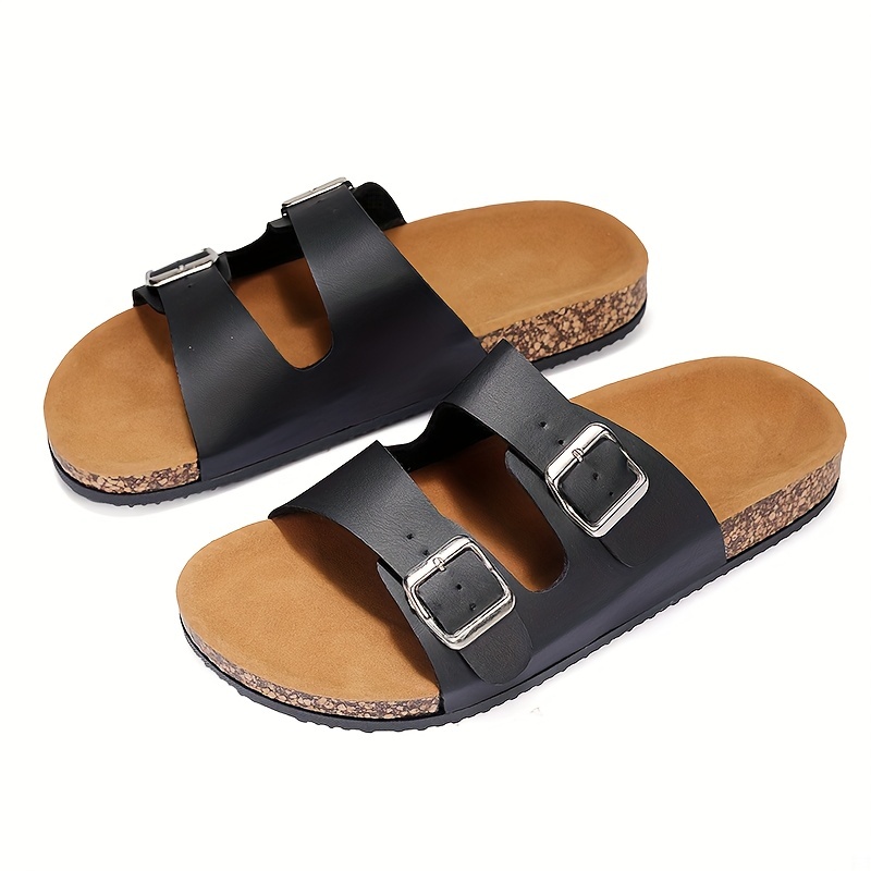 mens buckle slide sandals casual non slip shoes open toe shoes for outdoor beach spring and summer details 4