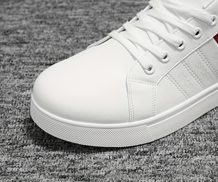 plus size mens trendy solid simple design skate shoes comfy non slip lace up casual sneakers for mens outdoor activities details 2